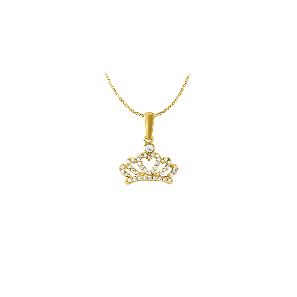 0.25 Ct 14k Yellow Gold Diamonds Crown Pendant