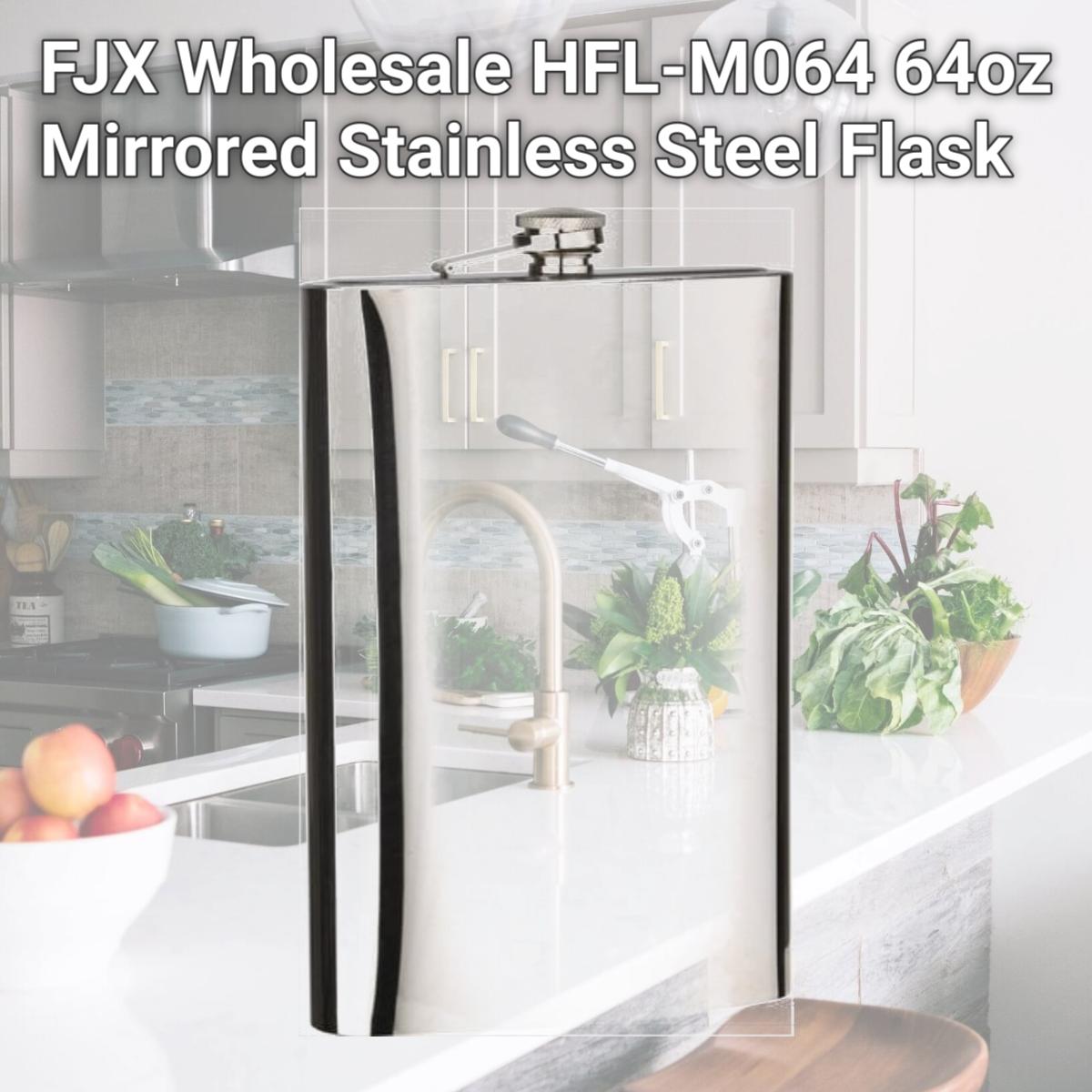 Picture of FJX Wholesale HFL-M064 64oz Mirrored Stainless Steel Flask