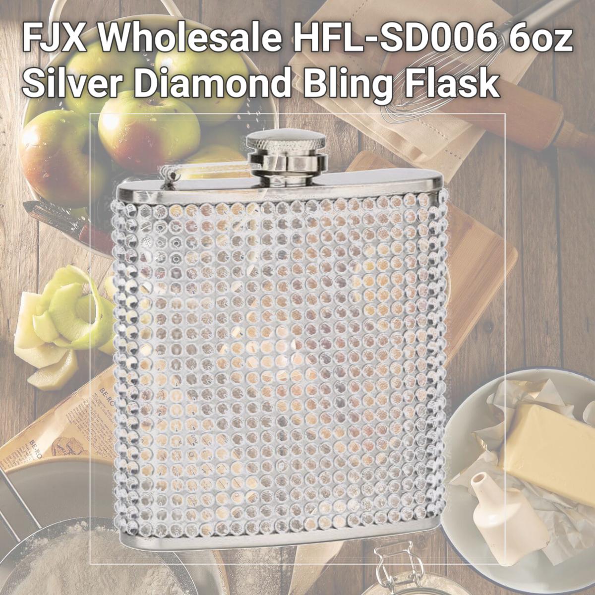Picture of FJX Wholesale HFL-SD006 6oz Silver Diamond Bling Flask