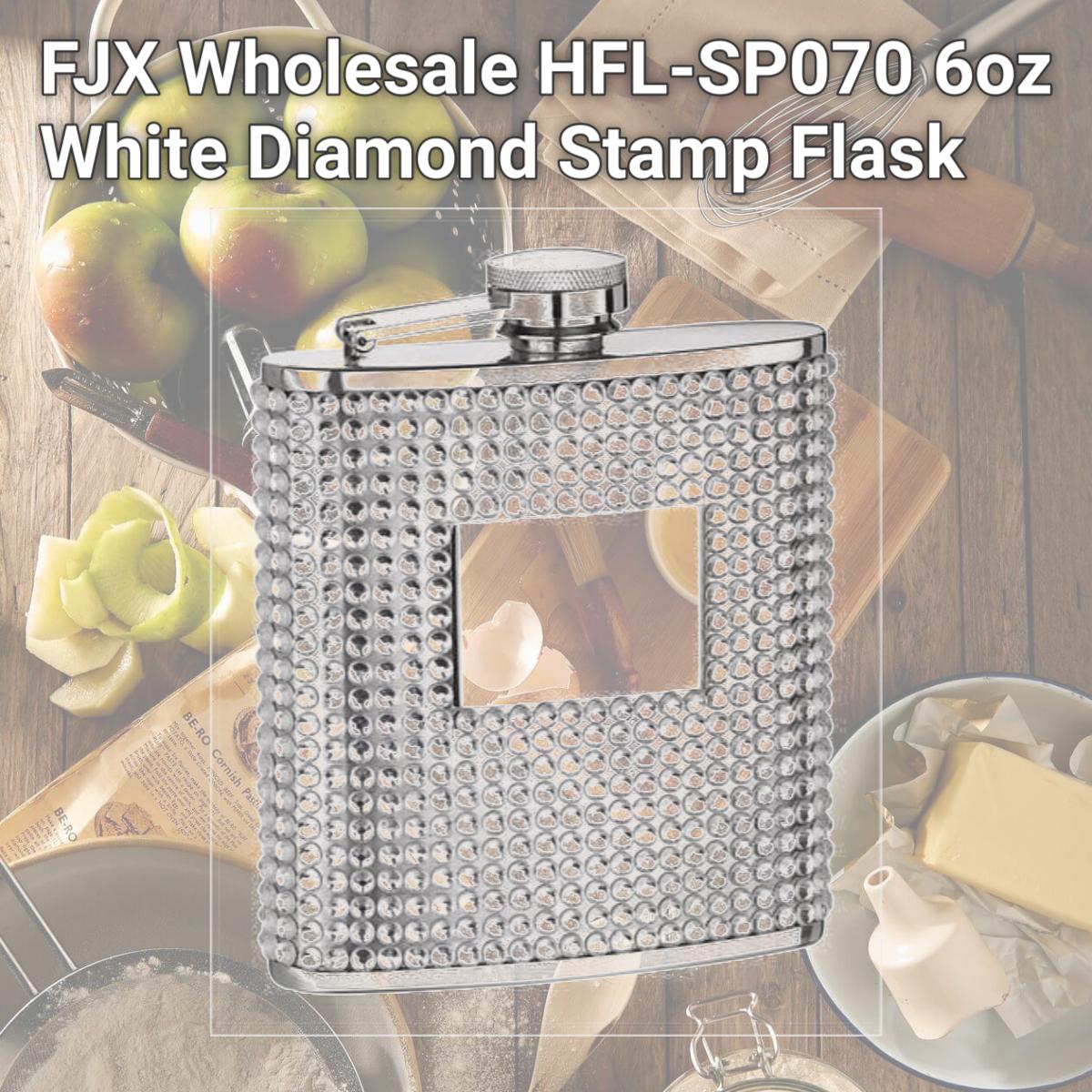 Picture of FJX Wholesale HFL-SP070 6oz White Diamond Stamp Flask