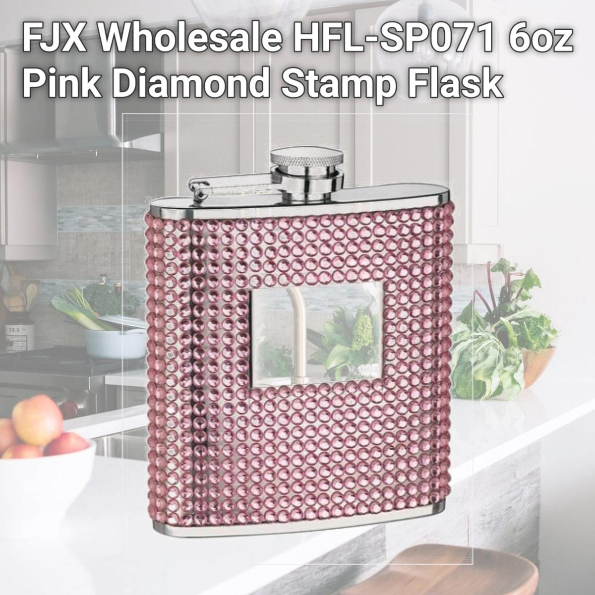 Picture of FJX Wholesale HFL-SP071 6oz Pink Diamond Stamp Flask