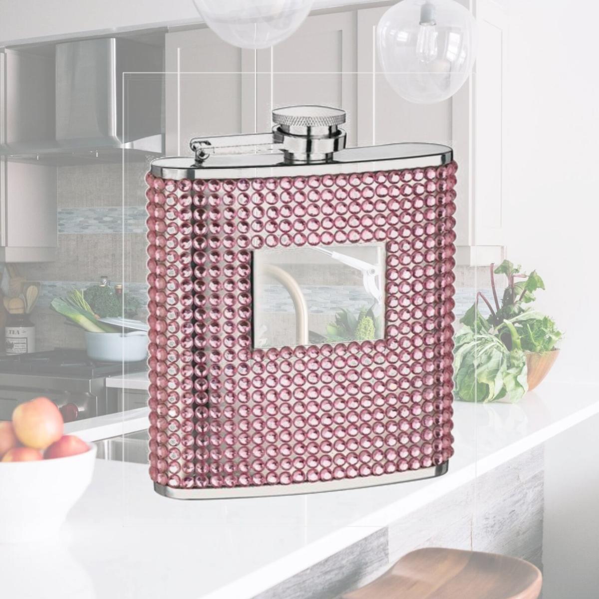 Picture of FJX Wholesale HFL-SP071 6oz Pink Diamond Stamp Flask