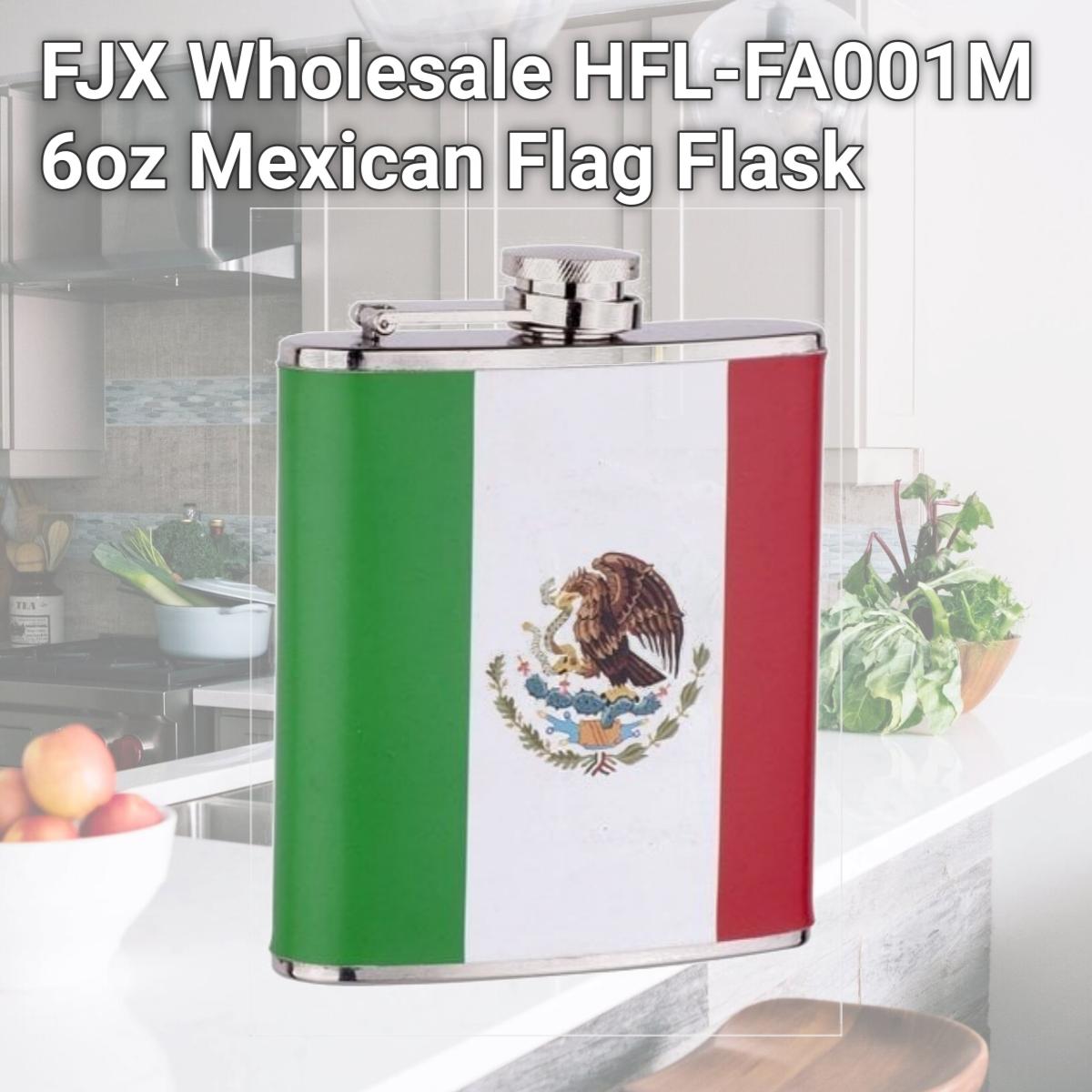 Picture of FJX Wholesale HFL-FA001M 6oz Mexican Flag Flask
