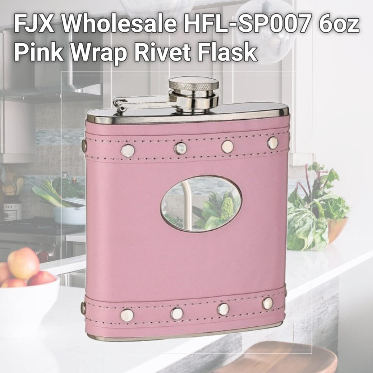 Picture of FJX Wholesale HFL-SP007 6oz Pink Wrap Rivet Flask