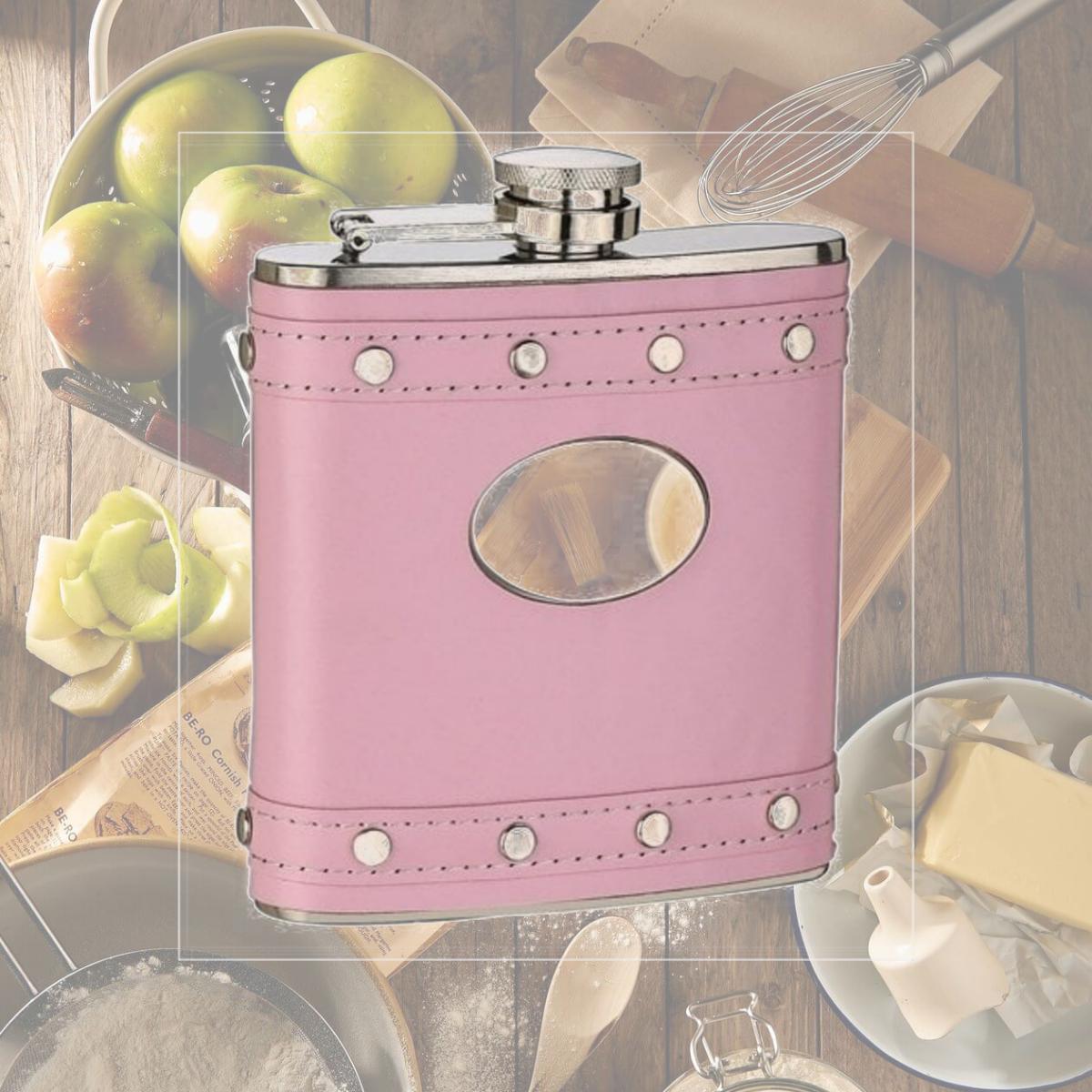 Picture of FJX Wholesale HFL-SP007 6oz Pink Wrap Rivet Flask
