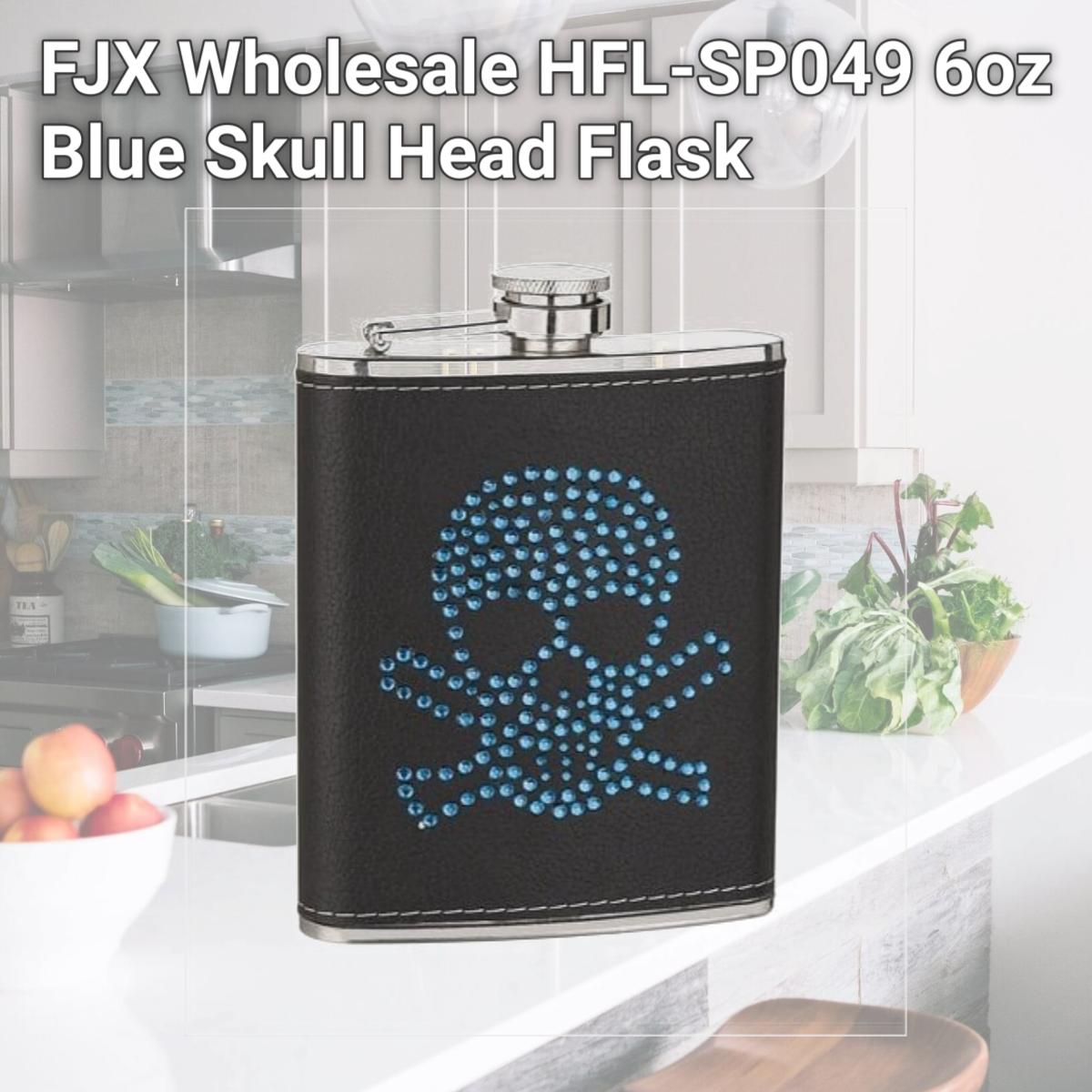 Picture of FJX Wholesale HFL-SP049 6oz Blue Skull Head Flask