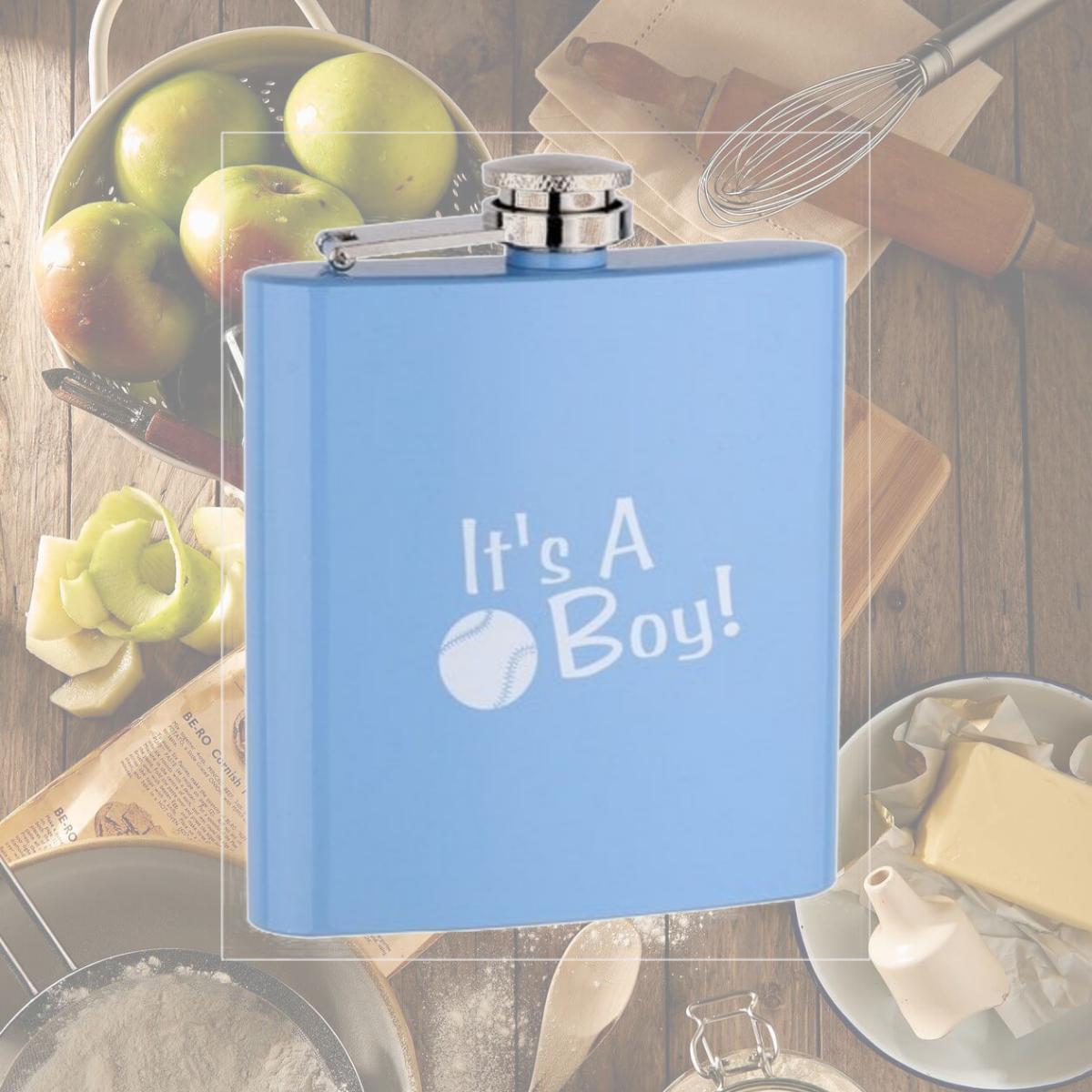Picture of FJX Wholesale HFL-PD004BB 6oz Baby Blue Painting Boy Flask