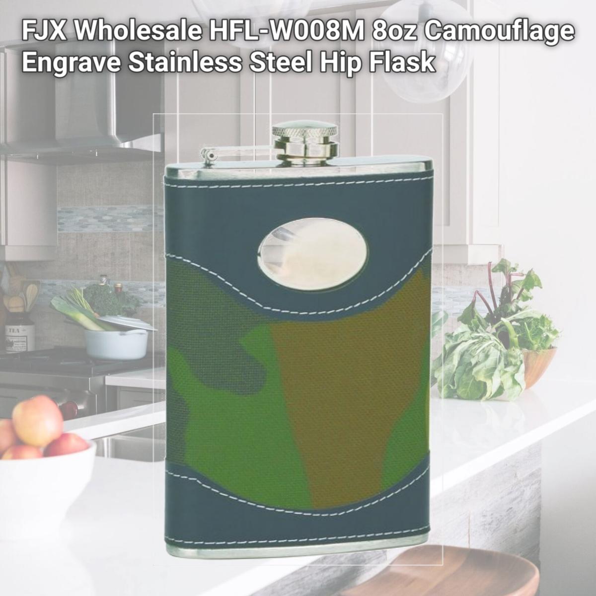 Picture of FJX Wholesale HFL-W008M 8oz Camouflage Engrave Stainless Steel Hip Flask