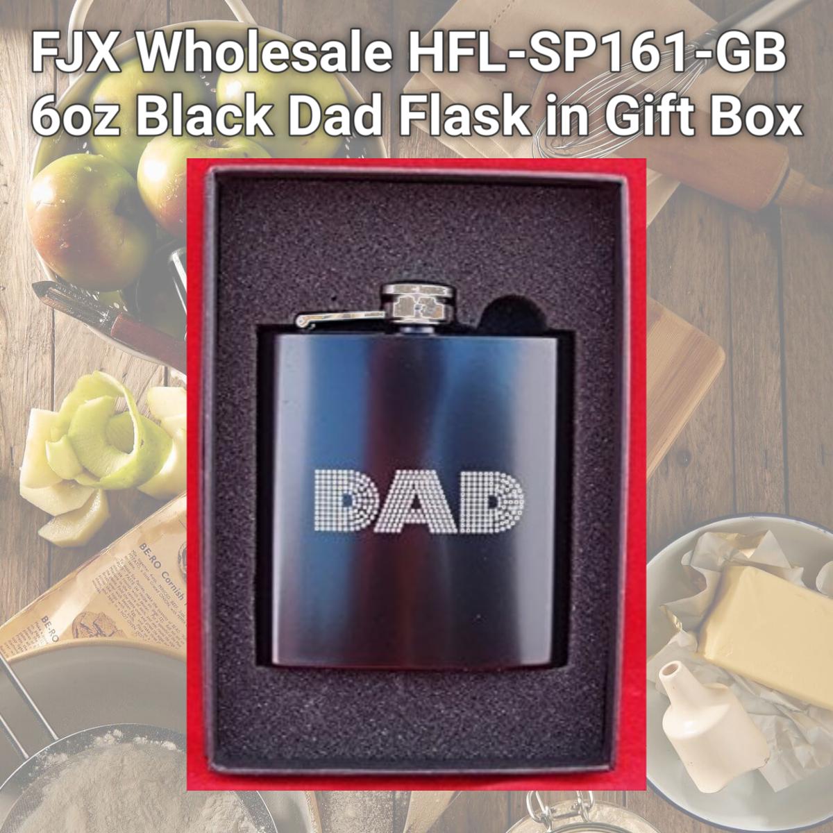 Picture of FJX Wholesale HFL-SP161-GB 6oz Black Dad Flask in Gift Box