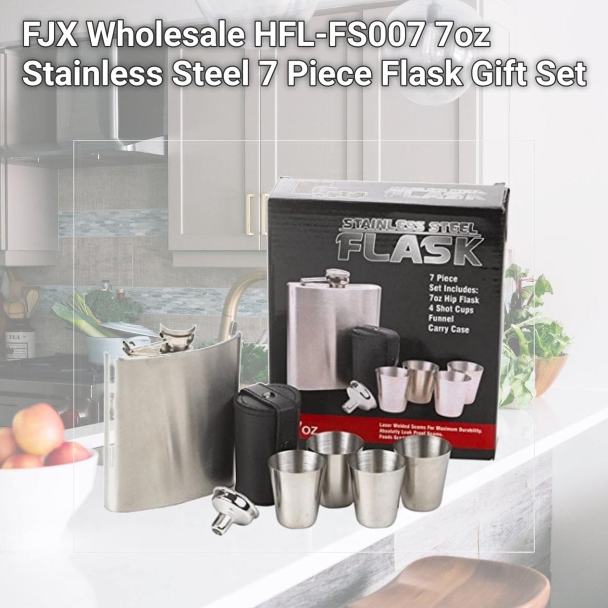 Picture of FJX Wholesale HFL-FS007 7oz Stainless Steel 7 Piece Flask Gift Set