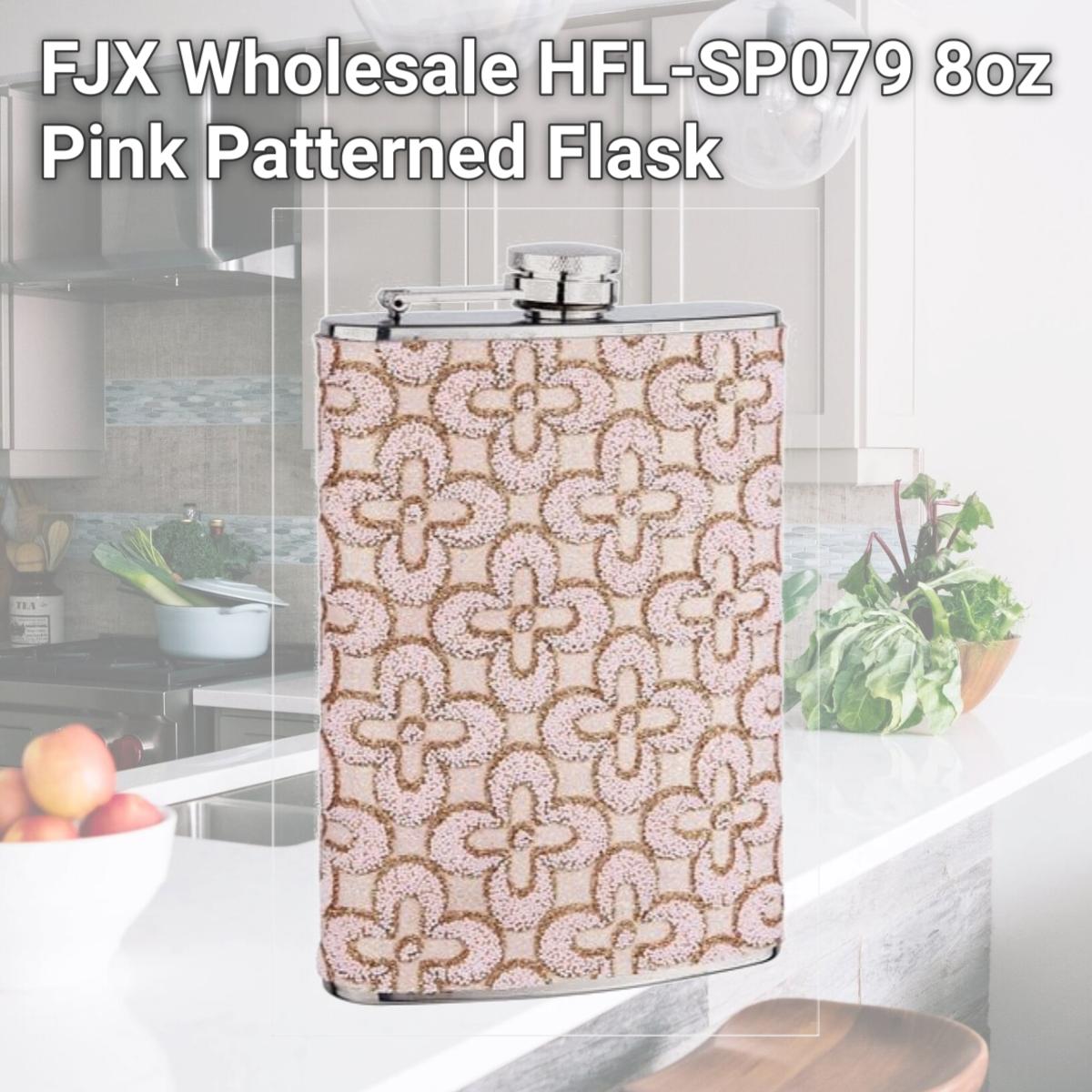 Picture of FJX Wholesale HFL-SP079 8oz Pink Patterned Flask