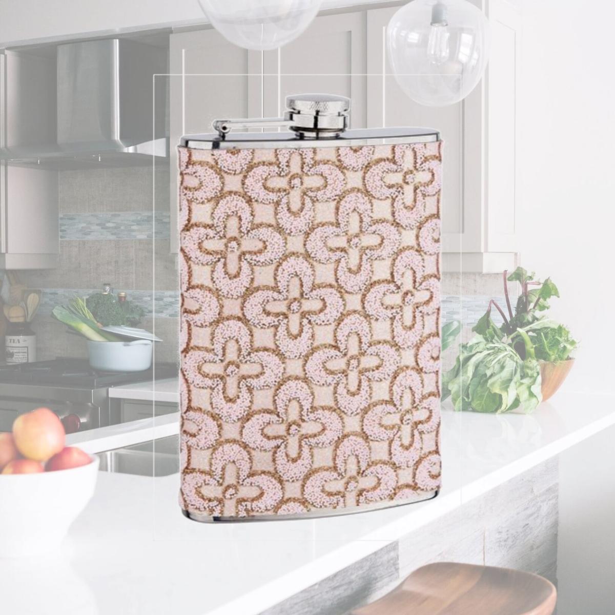 Picture of FJX Wholesale HFL-SP079 8oz Pink Patterned Flask