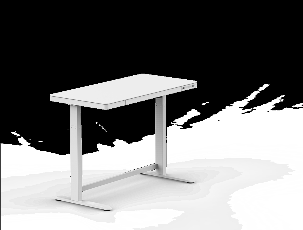 EG8W Comhar All-in-One Standing Desk Glass Top, White