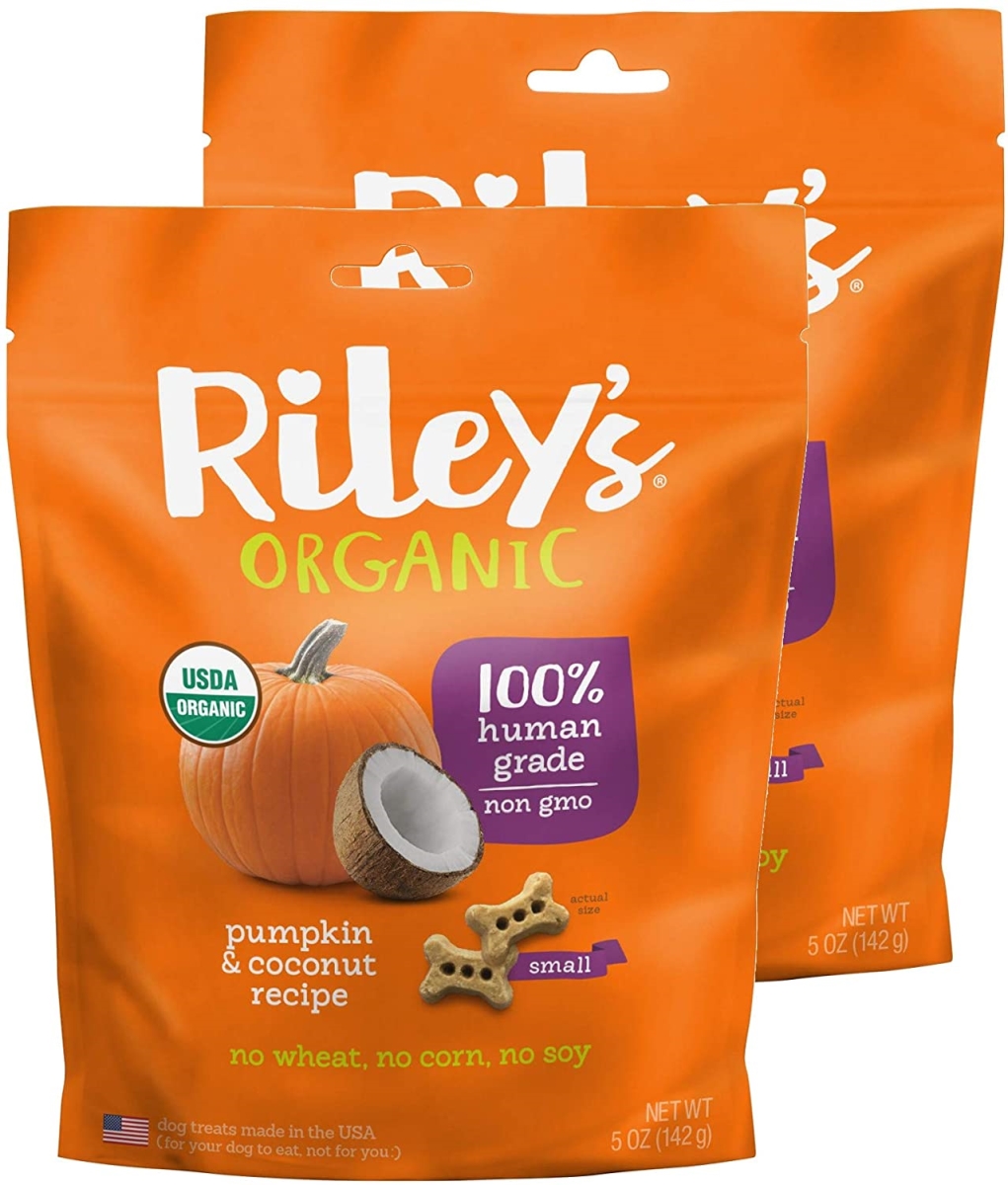 Rileys Organics 192959808834 Pumpkin & Coconut Small Bone Dog Treats, 5 Oz - Pack Of 2