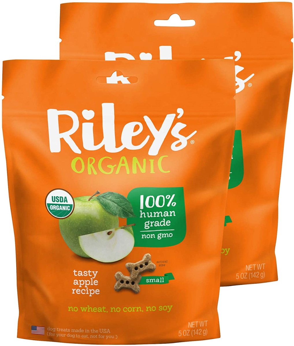 Rileys Organics 192959808872 Tasty Apple Small Bone Dog Treats, 5 Oz - Pack Of 2