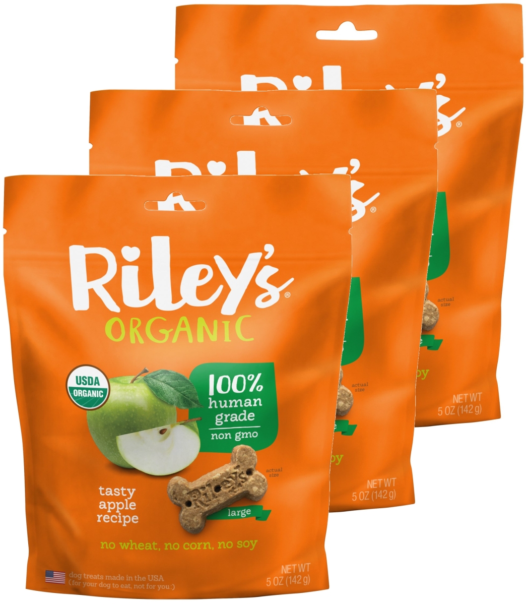 Rileys Organics 192959808964 Tasty Apple Large Bone Dog Treats, 5 Oz - Pack Of 3