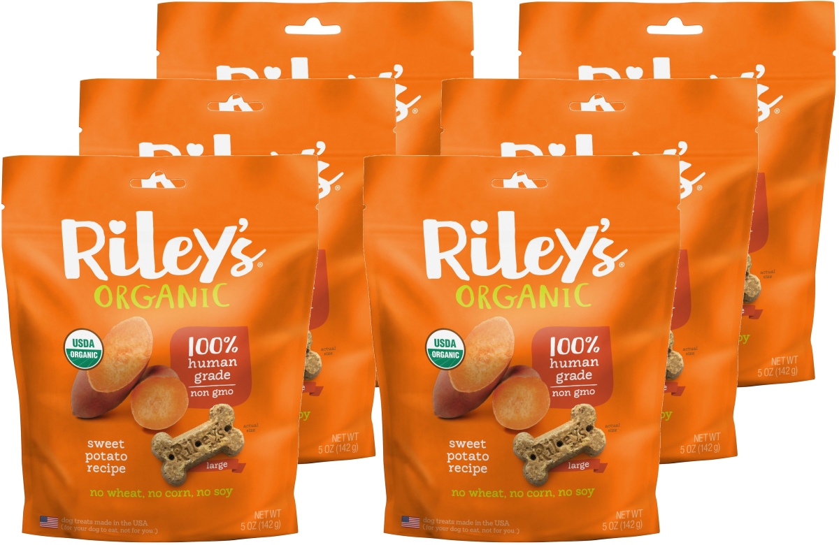 Rileys Organics 192959809022 Sweet Potato Large Bone Dog Treats, 5 Oz - Pack Of 6