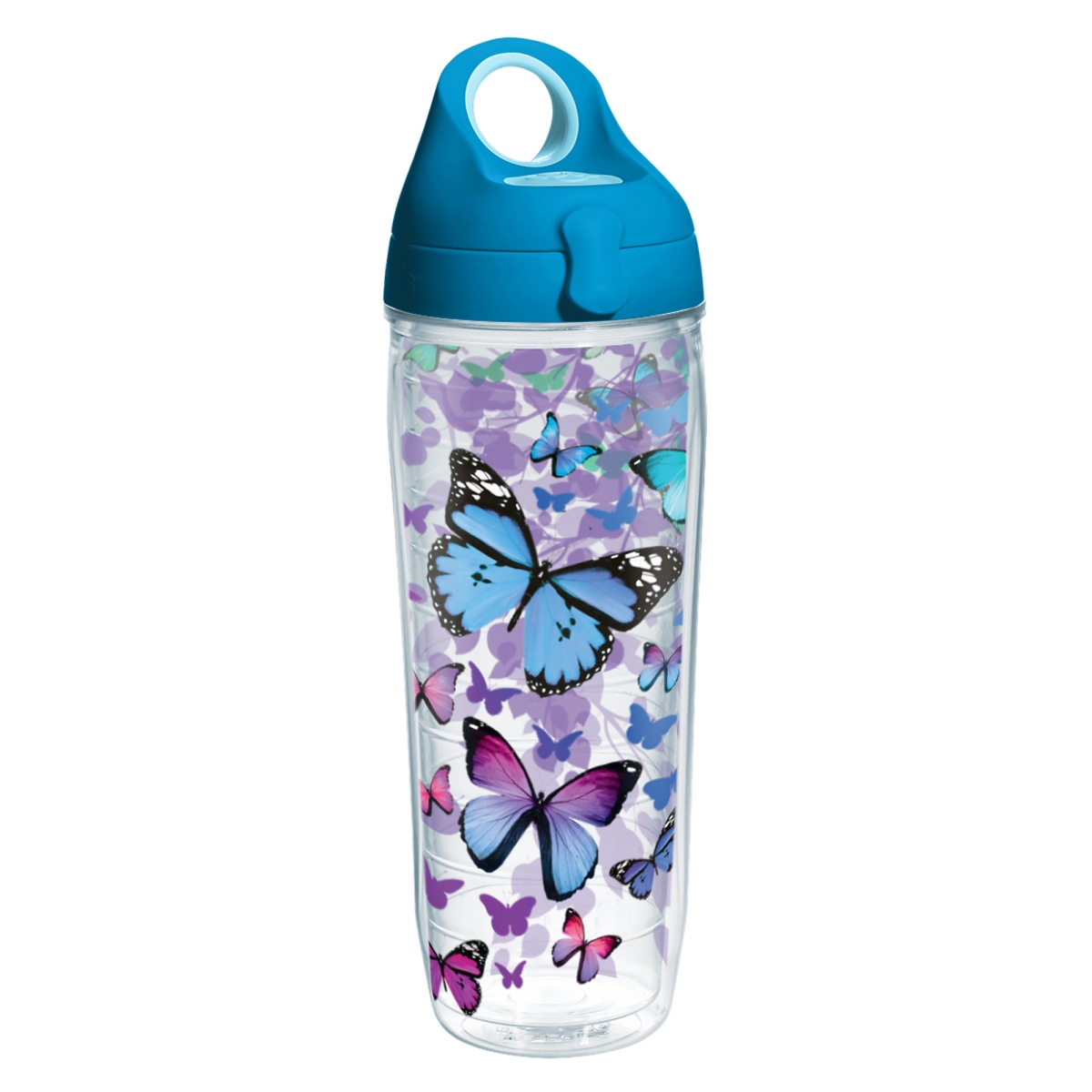 888633480549 Blue Endless Butterfly 24 Oz Water Bottle With Lid