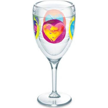 888633562610 9 Oz Multicolored Hearts Wine Glass