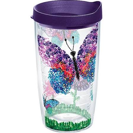888633578376 16 Oz American Cancer Society Butterflies Tumbler With Lid