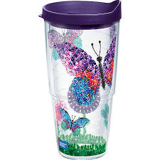 888633578390 24 Oz American Cancer Society Butterflies Tumbler With Lid