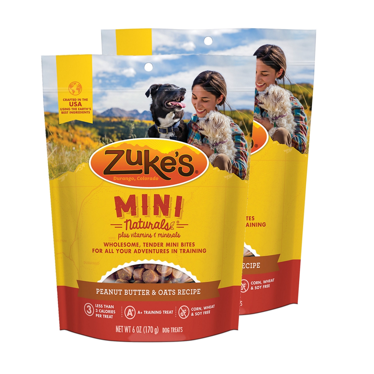 840235168874 6 Oz Mini Naturals Peanut Butter & Oats Recipe Dog Treats - Pack Of 2