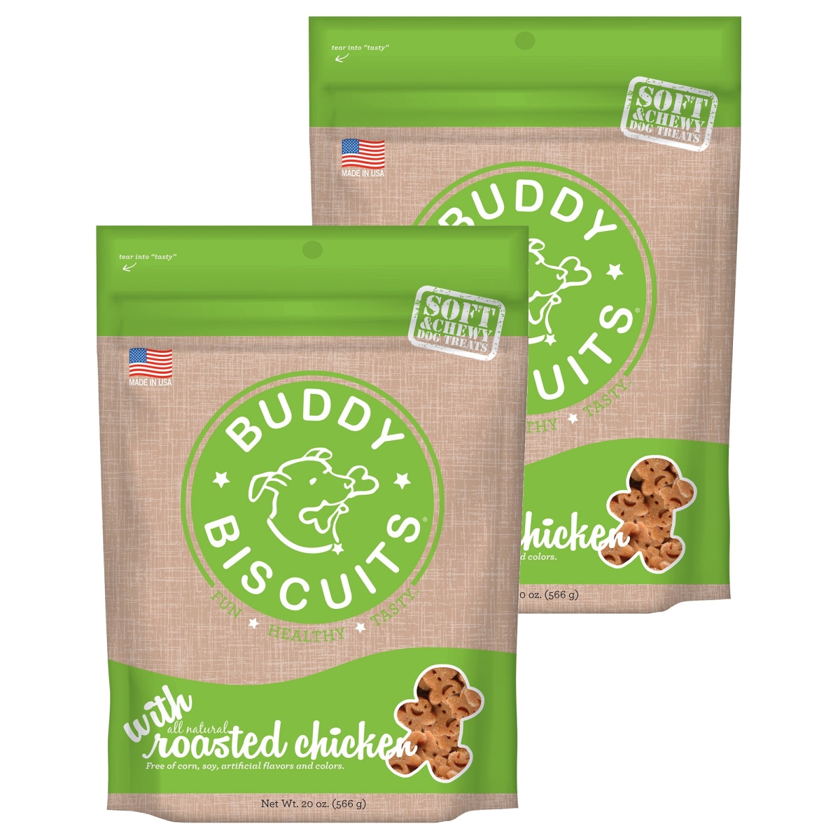 192959800630 20 Oz Buddy Biscuits Soft & Chewy Dog Treats - Roasted Chicken - Pack Of 2