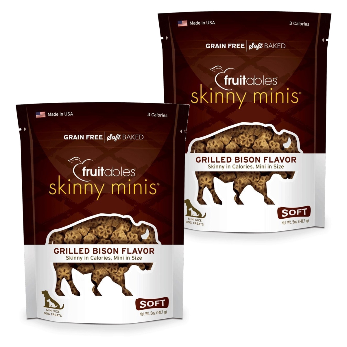 192959801057 5 Oz Skinny Minis Grilled Bison Chewy Dog Treats - Pack Of 2