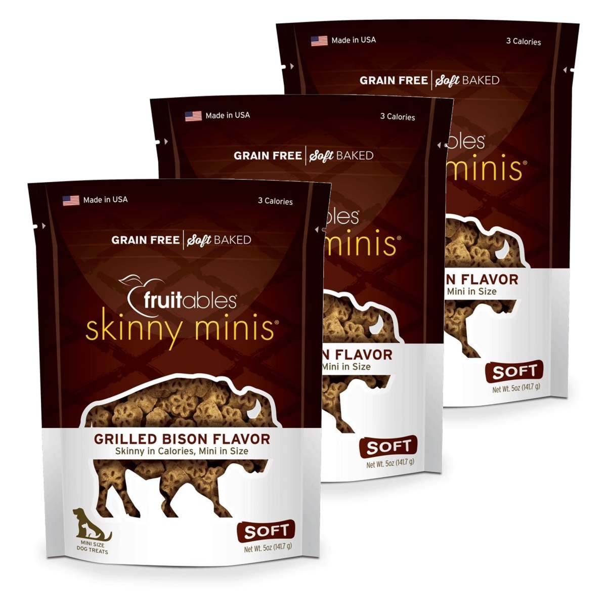 192959801088 5 Oz Skinny Minis Grilled Bison Chewy Dog Treats - Pack Of 3