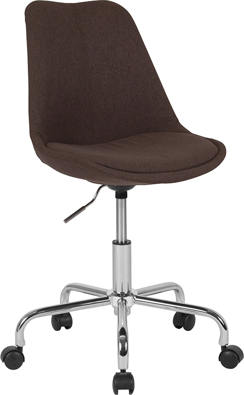 Ch-152783-bn-gg Aurora Series Mid-back Fabric Task Chair With Pneumatic Lift & Chrome Base, Brown