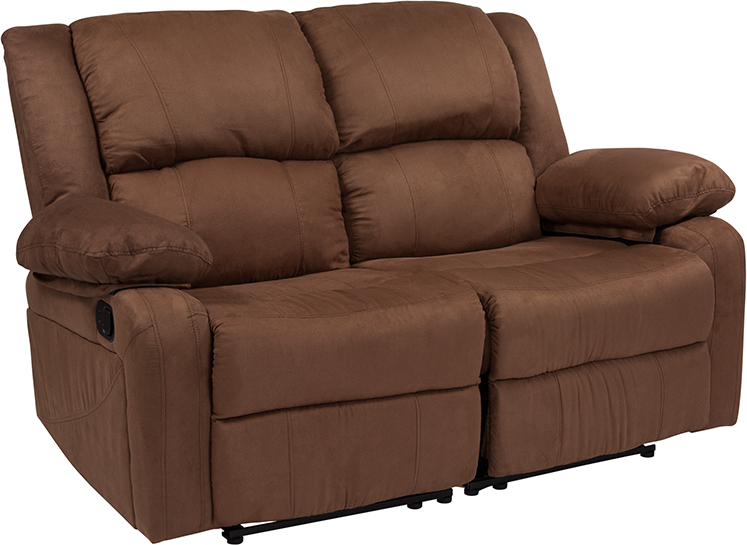 Flash Bt-70597-ls-bn-mic-gg Harmony Series Microfiber Loveseat With Two Built-in Recliners, Chocolate Brown