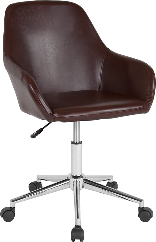 Ds-8012lb-brn-gg Cortana Home & Office Mid-back Chair - Brown Leather, 33.5 - 38.5 X 25 X 25 In.