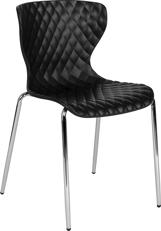 LF-7-07C-BLK-GG Lowell Contemporary Black Plastic Stack Chair, 31 x 17 x 20 in.