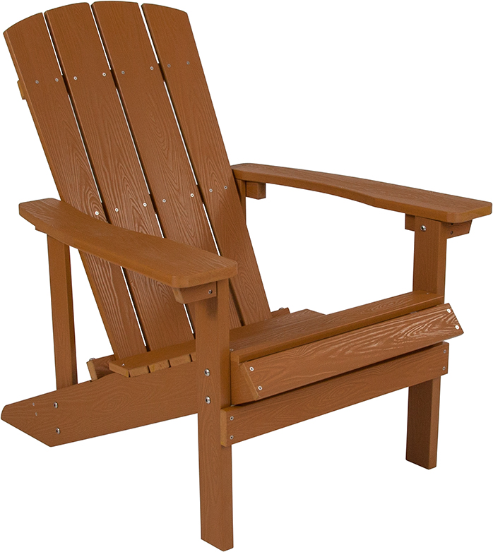 Jj-c14501-teak-gg Charlestown All-weather Adirondack Chair - Teak Faux Wood, 35 X 29.5 X 33.5 In.