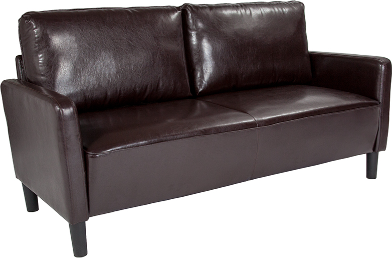 Sl-sf918-3-brn-gg Washington Park Upholstered Sofa - Brown Leather, 35 X 71.5 X 30.5 In.