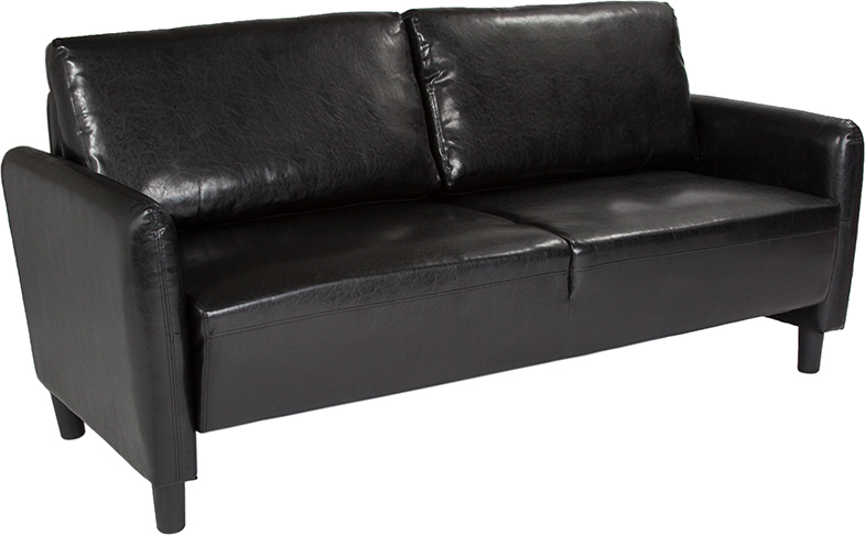 Sl-sf919-3-blk-gg Candler Park Upholstered Sofa - Black Leather, 35 X 71.5 X 30.5 In.
