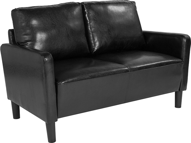 Sl-sf918-2-blk-gg Washington Park Upholstered Loveseat - Black Leather, 34.75 X 55.25 X 30.5 In.