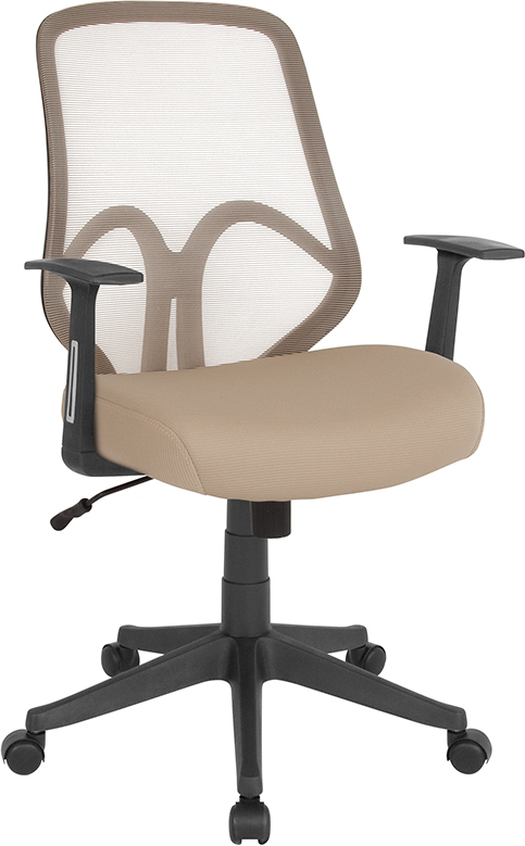 Go-wy-193a-a-ltbn-gg Salerno Series High-back Light Brown Mesh Chair With Arms, 37 - 41 X 26.5 X 26.5 In.