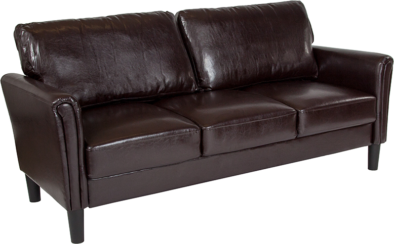Sl-sf920-3-brn-gg Bari Upholstered Sofa - Brown Leather, 38 X 73.25 X 30.25 In.