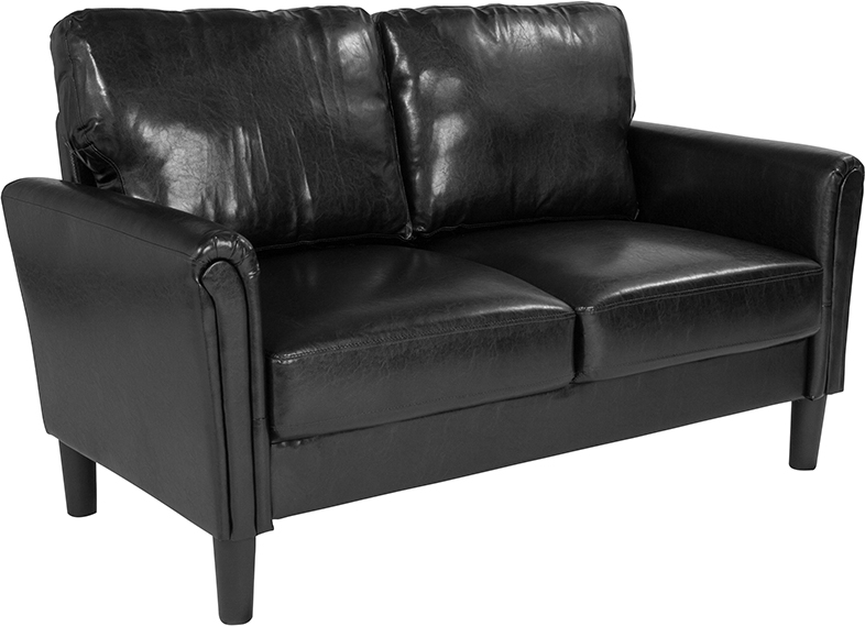 Sl-sf920-2-blk-gg Bari Upholstered Loveseat - Black Leather, 38 X 57 X 31.5 In.