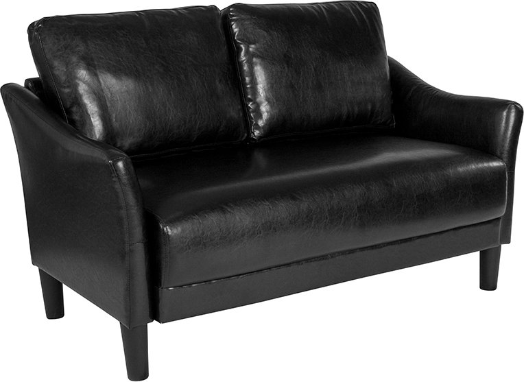 Sl-sf915-2-blk-gg Asti Upholstered Loveseat - Black Leather, 35 X 57.5 X 30.5 In.