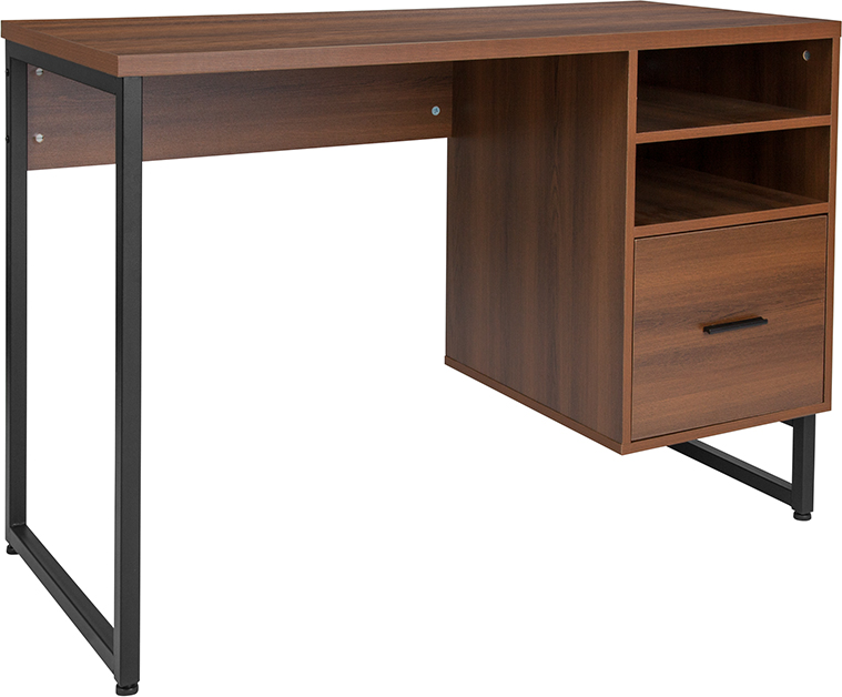 Nan-jn-21743d-gg Lincoln Collection Computer Desk In Rustic Wood Grain Finish