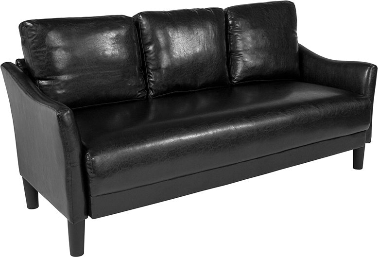 Sl-sf915-3-blk-gg Asti Upholstered Sofa In Black Leather