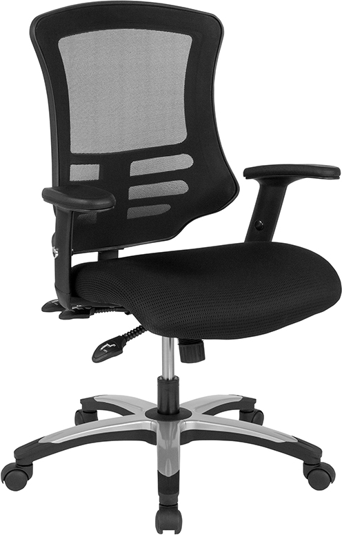 Bl-lb-8817-gg High Back Black Mesh Multifunction Executive Swivel Ergonomic Office Chair With Molded Foam Seat & Adjustable Arms