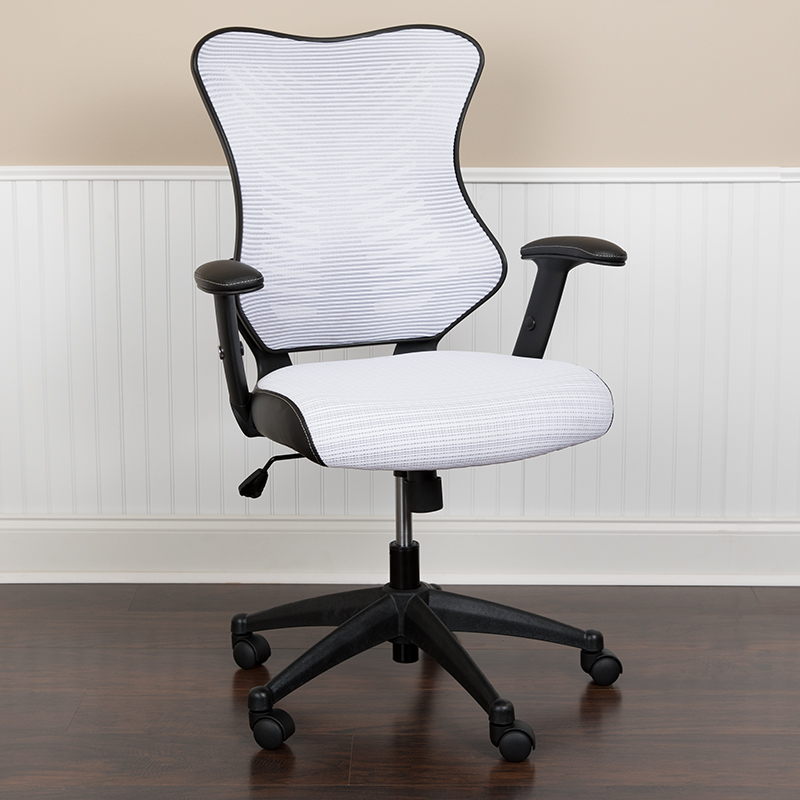 Bl-zp-806-wh-gg High Back Designer White Mesh Executive Swivel Ergonomic Office Chair With Adjustable Arms