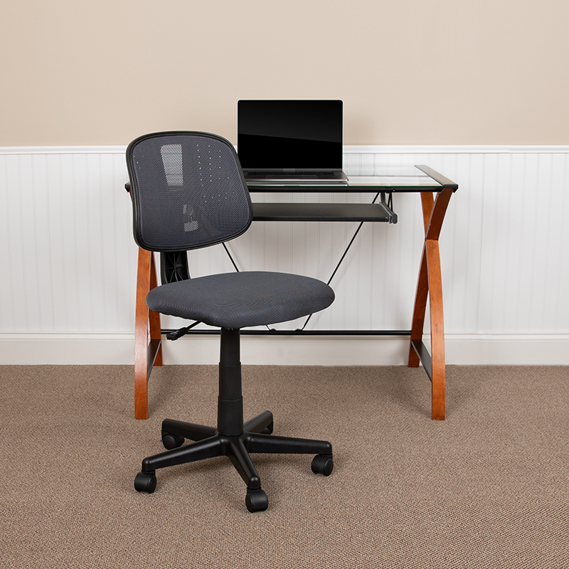 LF-134-GY-GG 23 in. Flash Fundamentals Mid-Back Mesh Swivel Task Office Chair with Pivot Back, Gray