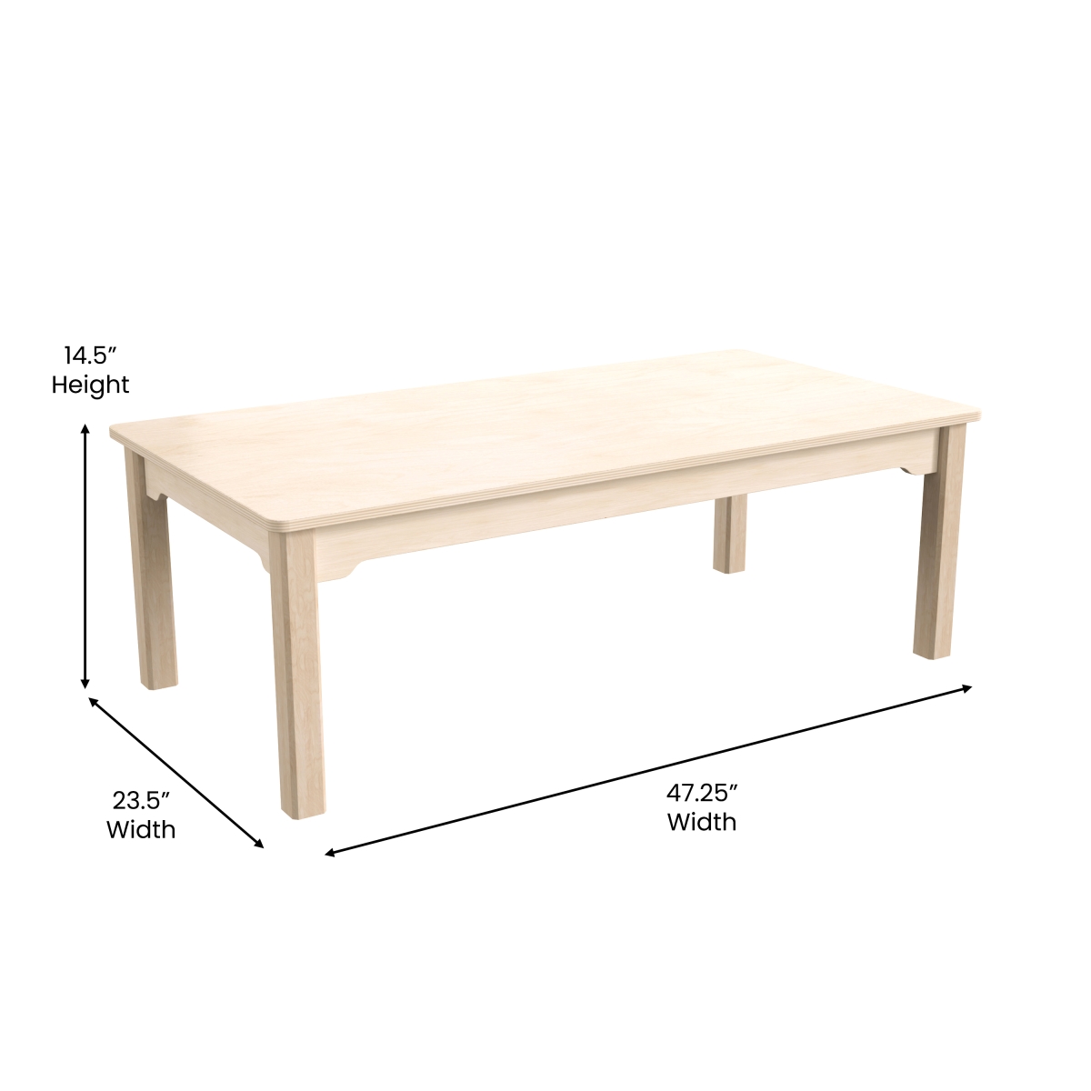 Picture of Flash Furniture MK-ME088010-GG 23.5 x 47.25 x 14.5 in. Bright Beginnings Commercial Grade Wooden Rectangular Preschool Classroom Activity Table, Beech
