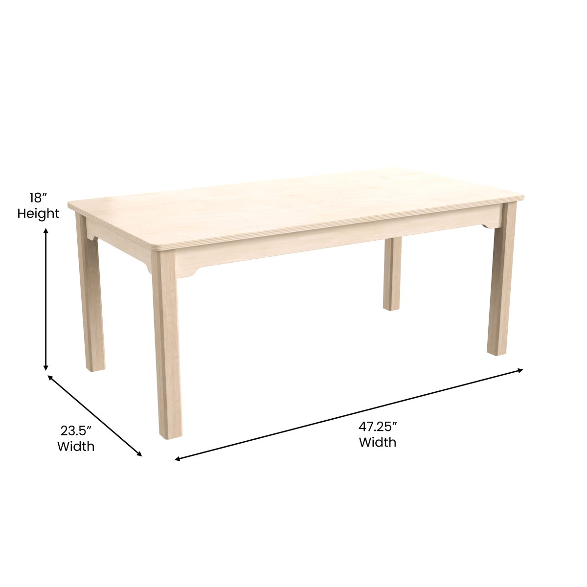 Picture of Flash Furniture MK-ME088011-GG 23.5 x 47.25 x 18 in. Bright Beginnings Commercial Grade Wooden Rectangular Preschool Classroom Activity Table, Beech
