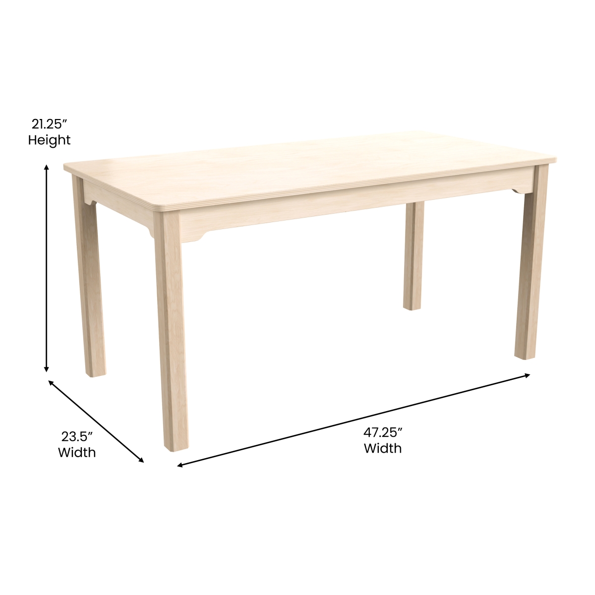 Picture of Flash Furniture MK-ME088012-GG 23.5 x 47.25 x 21.25 in. Bright Beginnings Commercial Grade Wooden Rectangular Preschool Classroom Activity Table, Beech