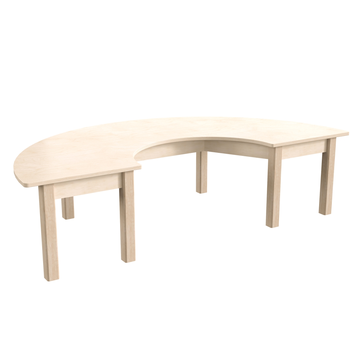 Picture of Flash Furniture MK-ME088013-GG 29.5 x 59 x 14.5 in. Bright Beginnings Commercial Grade Wooden Half Circle Preschool Classroom Activity Table, Beech